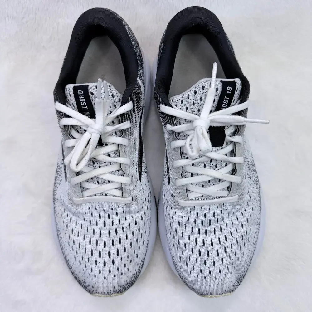 Brooks Ghost 16 Womens Running Shoes White Black Rose Gold Size 10 Athletic Shoe
